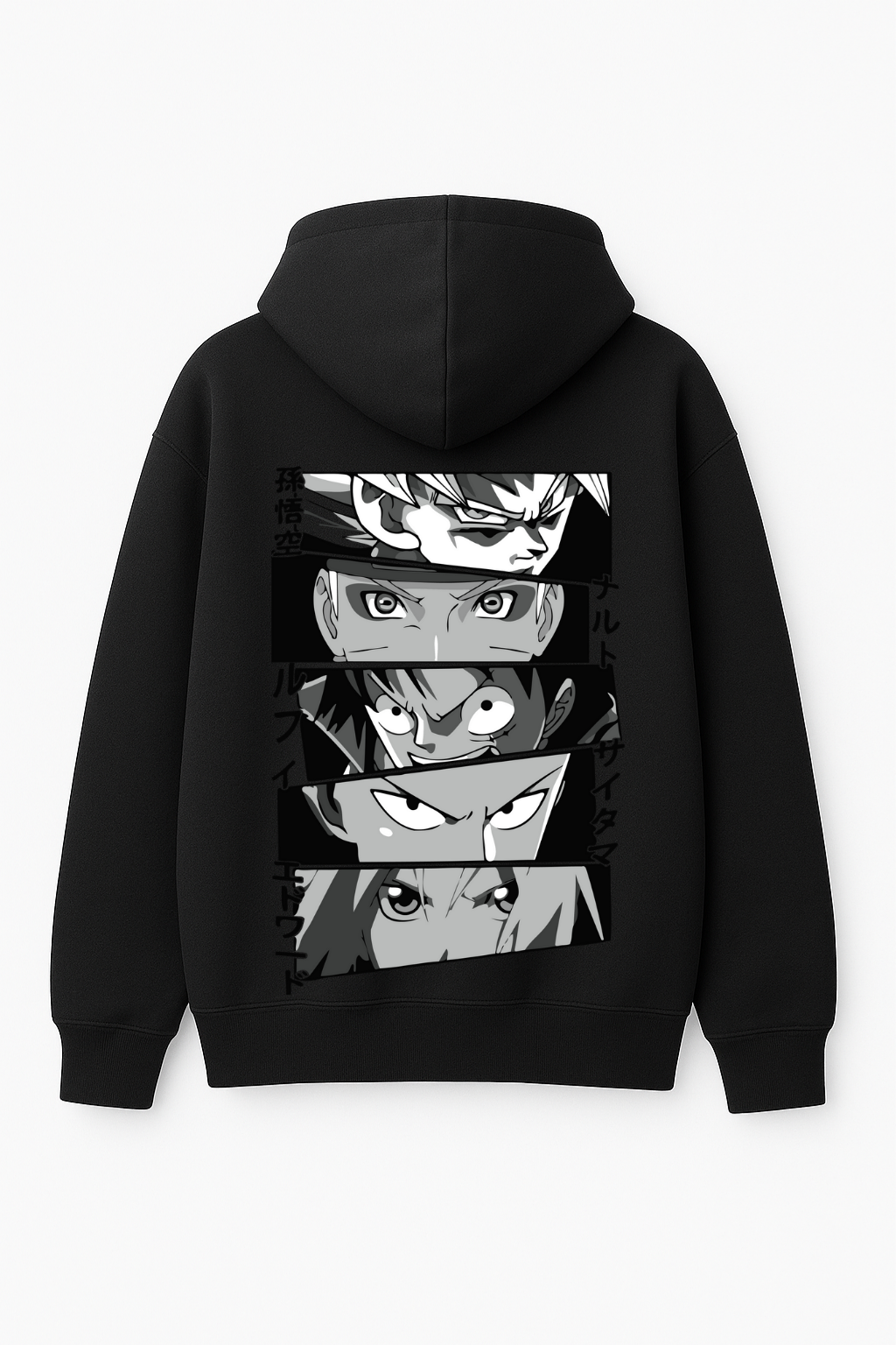 Big Four Anime Heroes Eyes Oversized Hoodie | Goku Luffy Naruto Deku Fleece