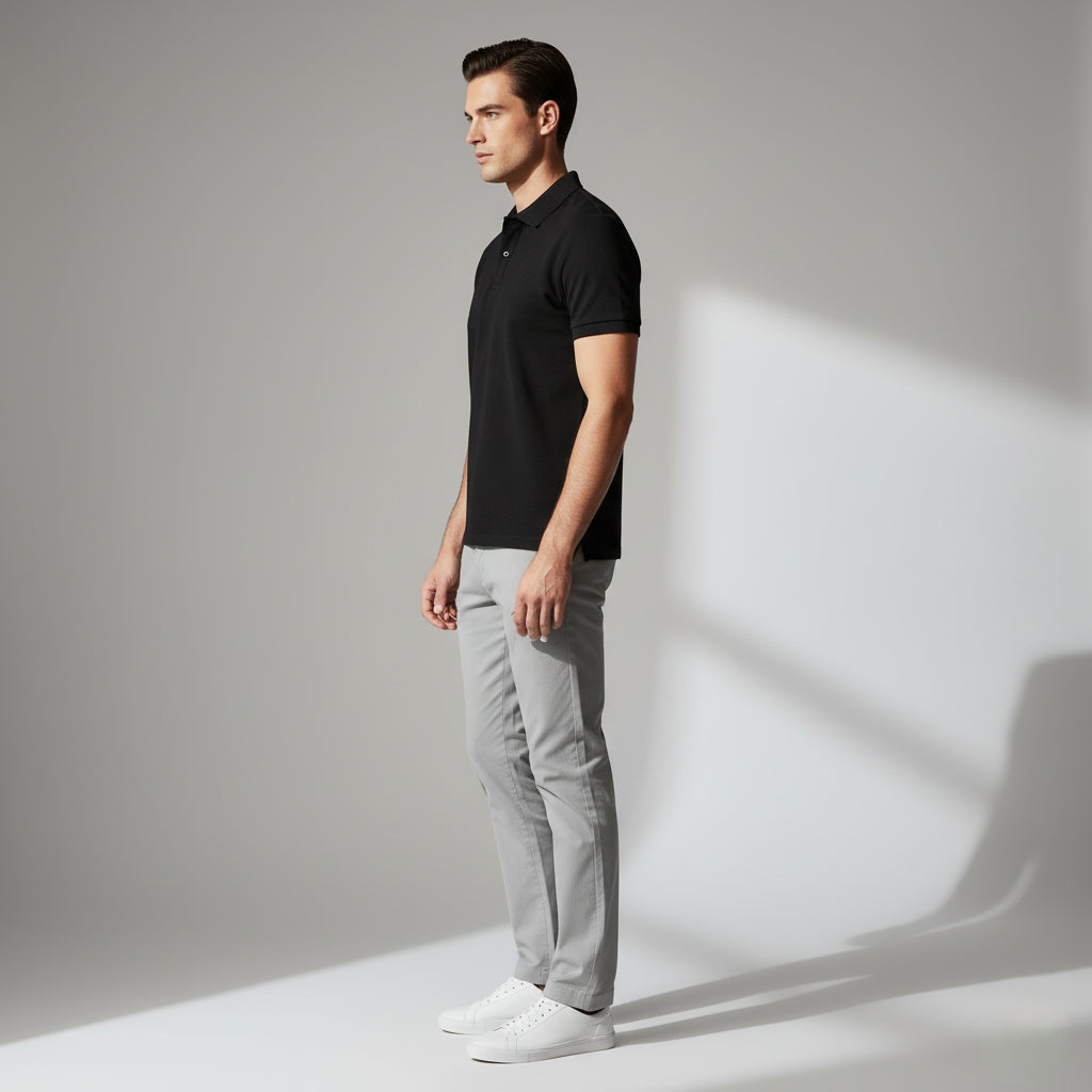 The Premium Structured Polo | 240 GSM Heavyweight Fabric | Black