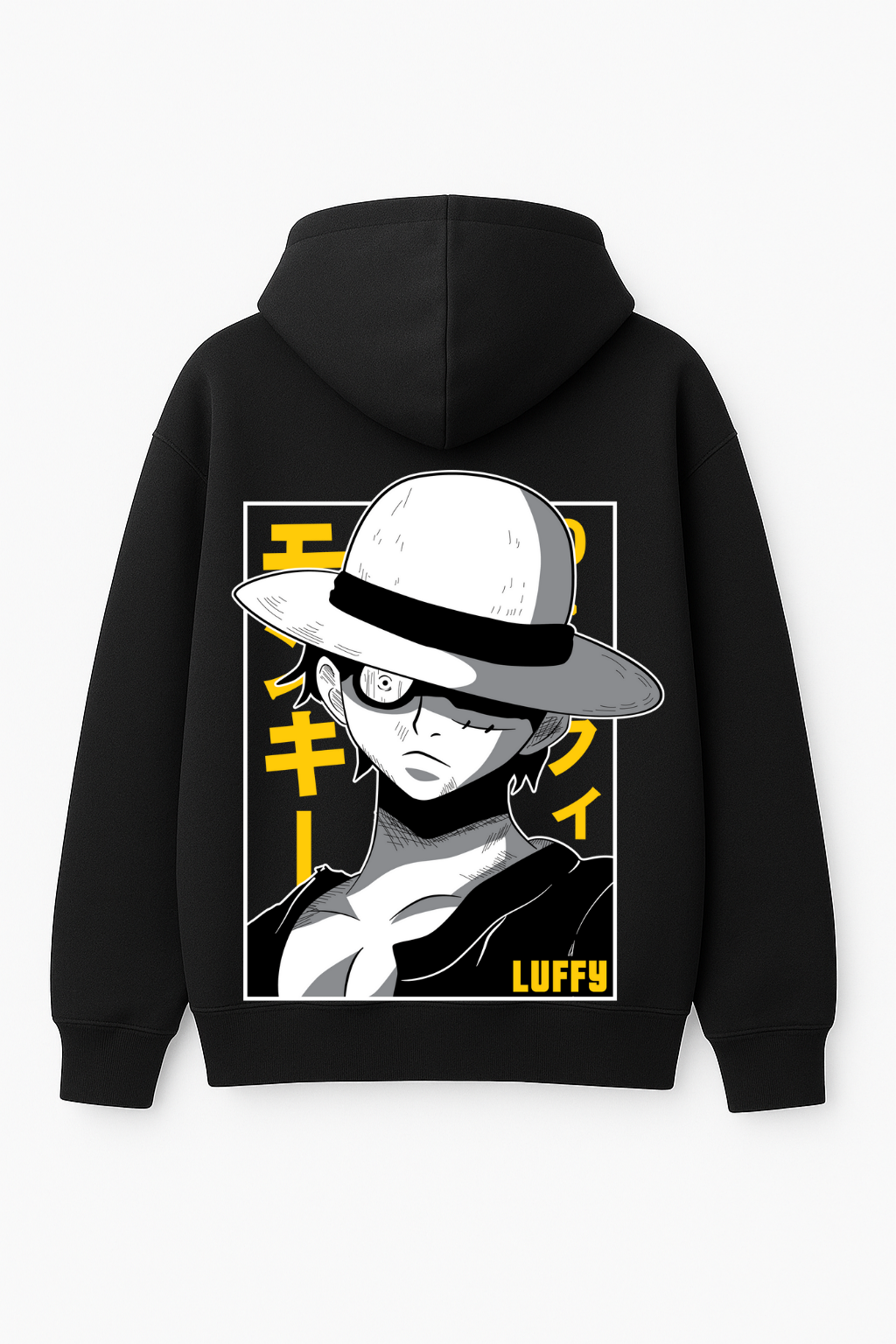 One Piece Luffy Straw Hat Focus Oversized Hoodie | Monochrome Fleece