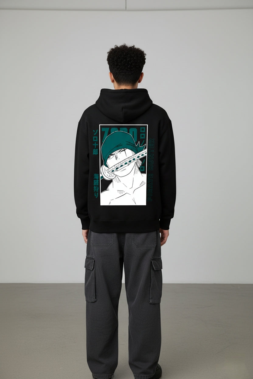 One Piece Zoro "Pirate Hunter" Oversized Hoodie | Teal Graphic Fleece