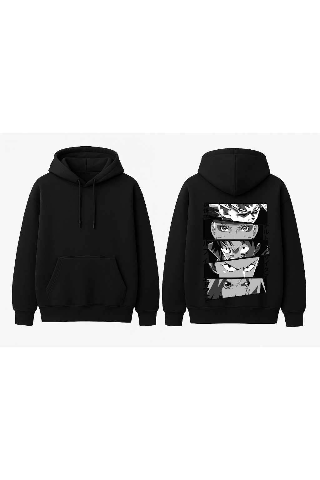 Big Four Anime Heroes Eyes Oversized Hoodie | Goku Luffy Naruto Deku Fleece