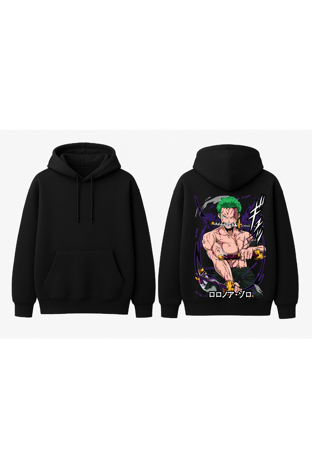 One Piece Zoro "Battle Scars" Oversized Hoodie | Purple Haki Fleece Sweater