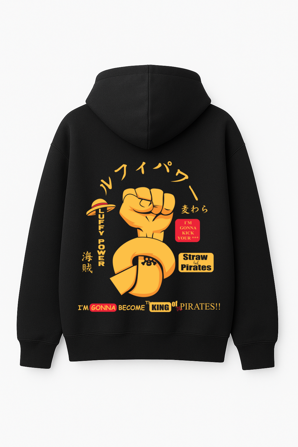 One Piece Luffy Power Oversized Hoodie "King of Pirates" Fleece Sweater