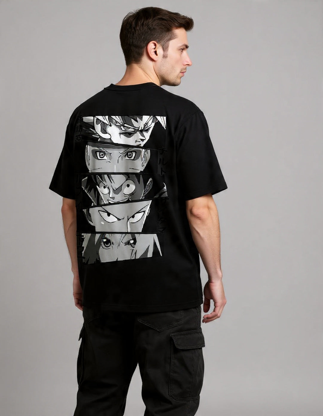 Anime "Protagonist Panel" Oversized T-Shirt | Goku, Luffy, Naruto, Ichigo, Eren Tee