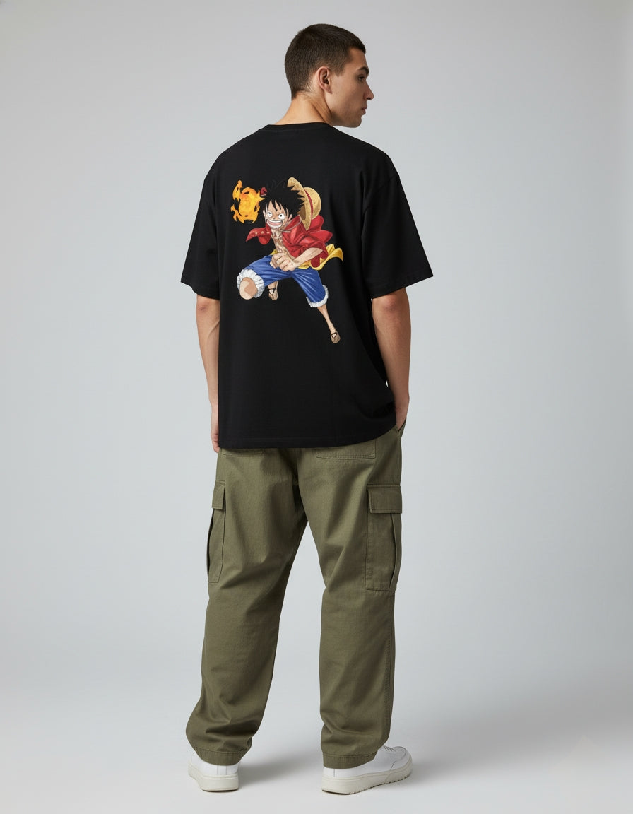 One Piece "Luffy Red Hawk" Oversized T-Shirt | Fire Fist Attack Tee