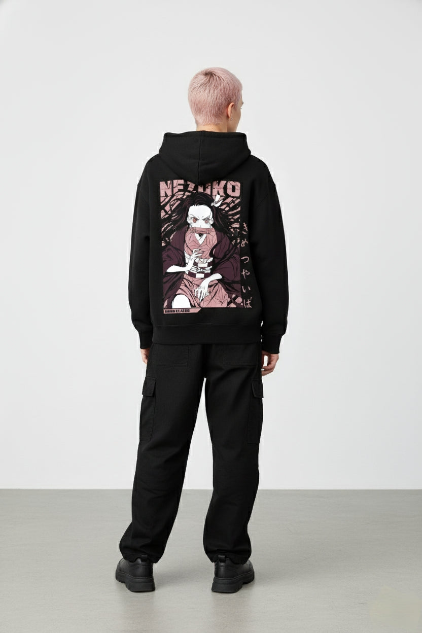 Demon Slayer Nezuko Kamado Oversized Hoodie | Anime Core Fleece Sweater