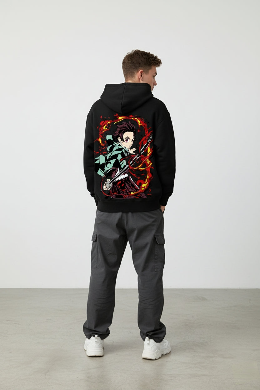 Demon Slayer Tanjiro Hinokami Kagura Oversized Hoodie | Sun Breathing Fleece