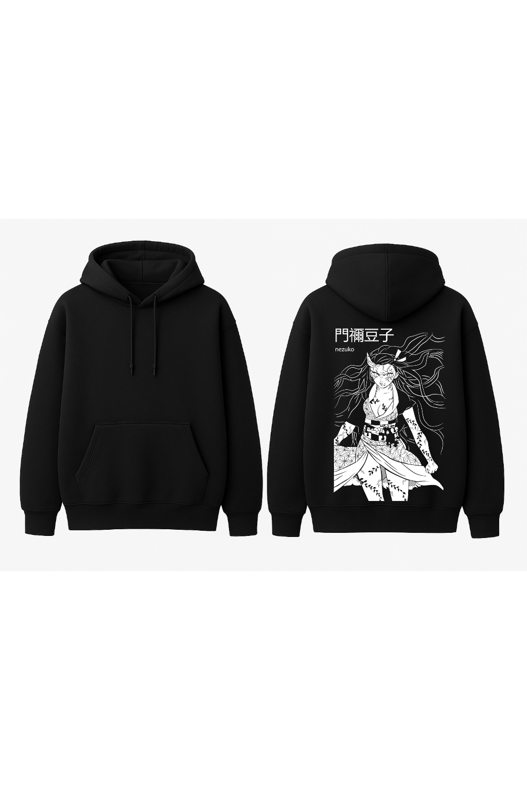 Demon Slayer Nezuko Final Demon Form Oversized Hoodie | Monochrome Fleece