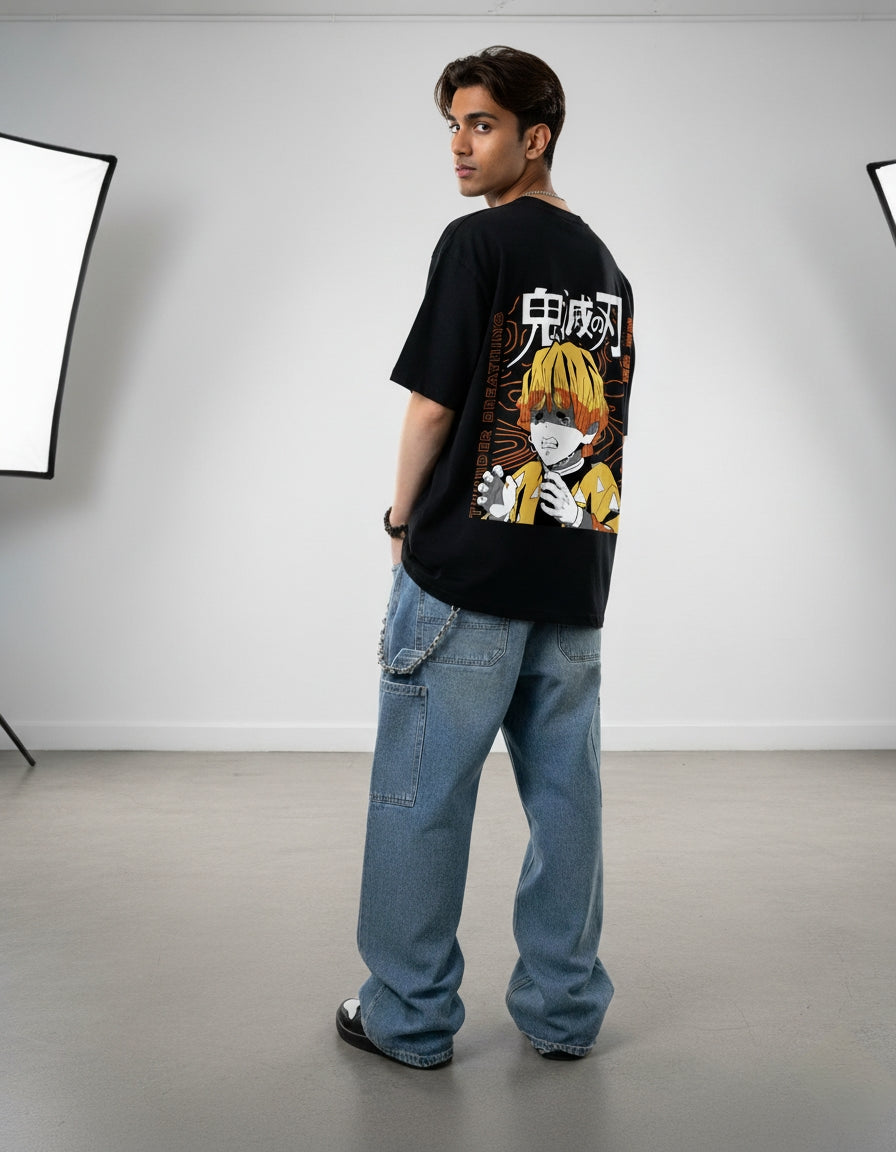 Demon Slayer "Zenitsu Thunder Panic" Oversized T-Shirt | Agatsuma Zenitsu Tee
