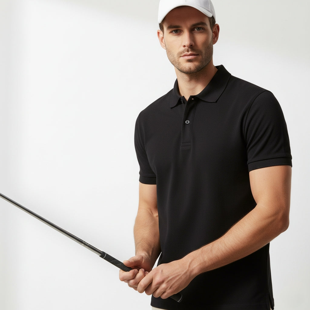 The Premium Structured Polo | 240 GSM Heavyweight Fabric | Black