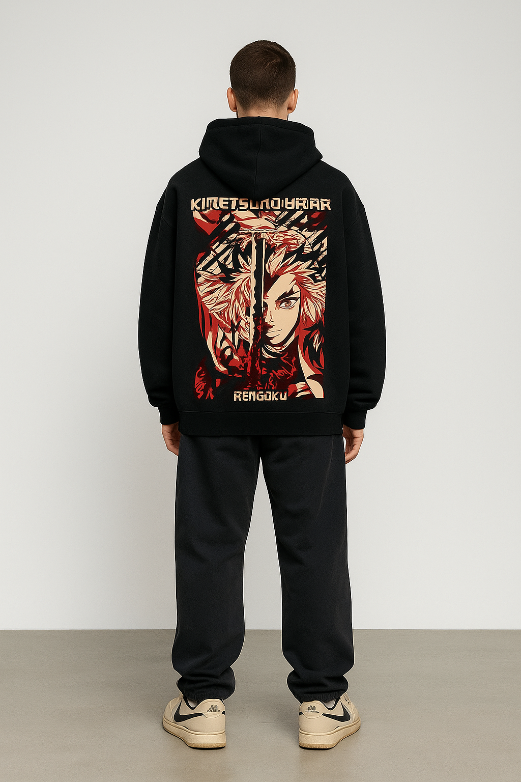 Demon Slayer Rengoku Flame Hashira Oversized Hoodie | Stylized Anime Fleece