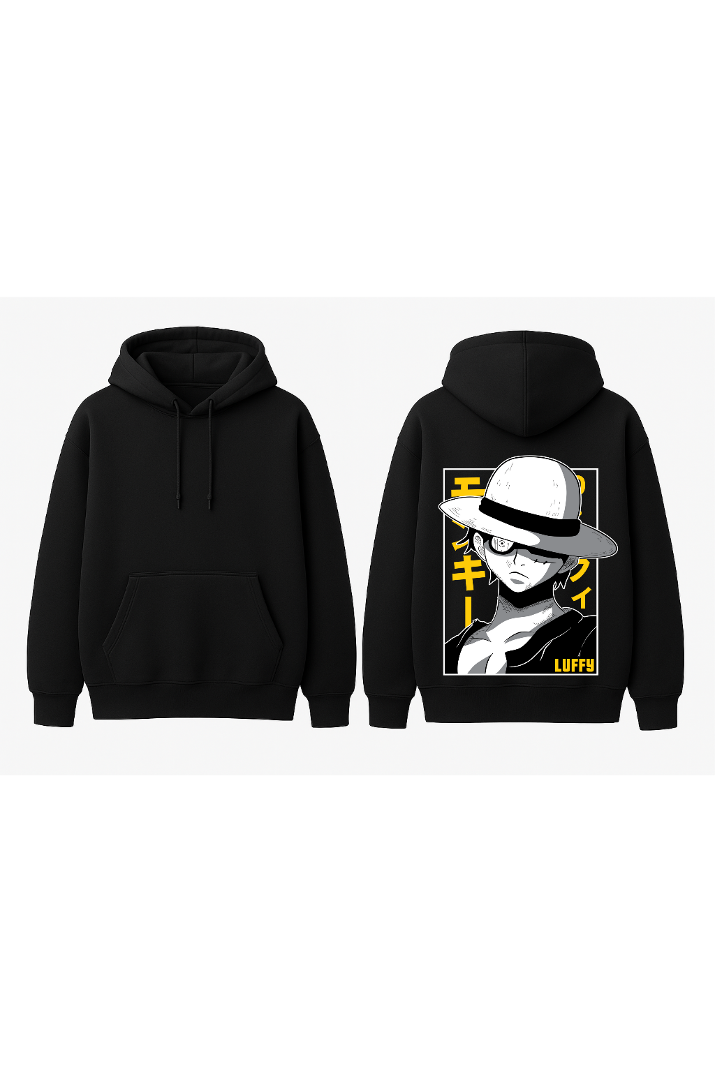 One Piece Luffy Straw Hat Focus Oversized Hoodie | Monochrome Fleece