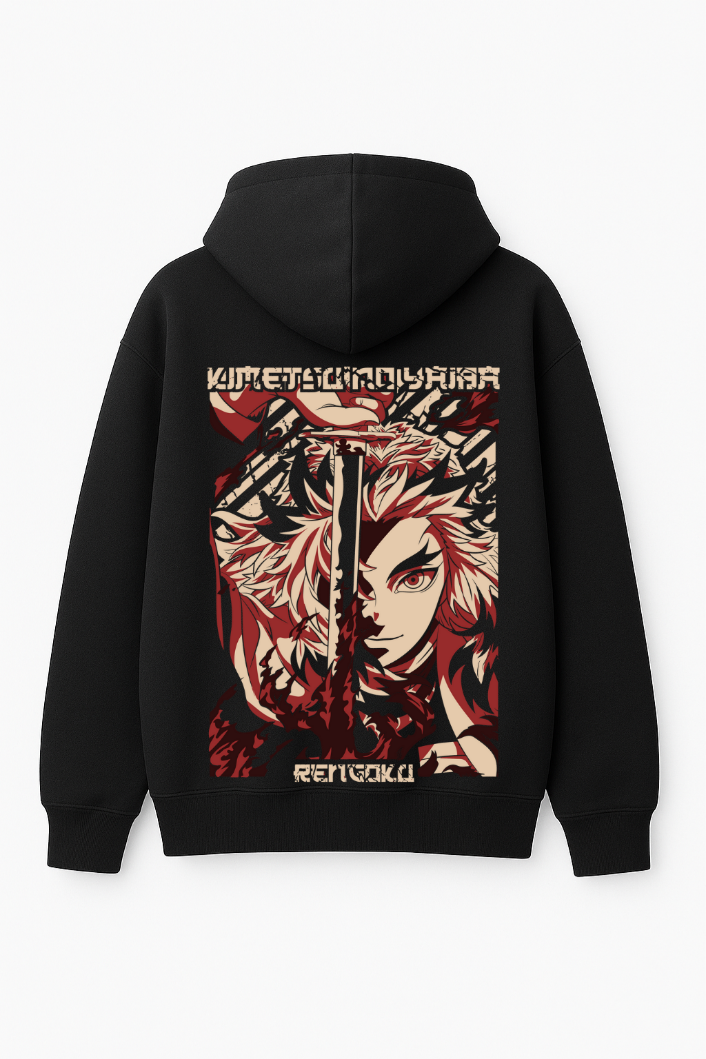 Demon Slayer Rengoku Flame Hashira Oversized Hoodie | Stylized Anime Fleece